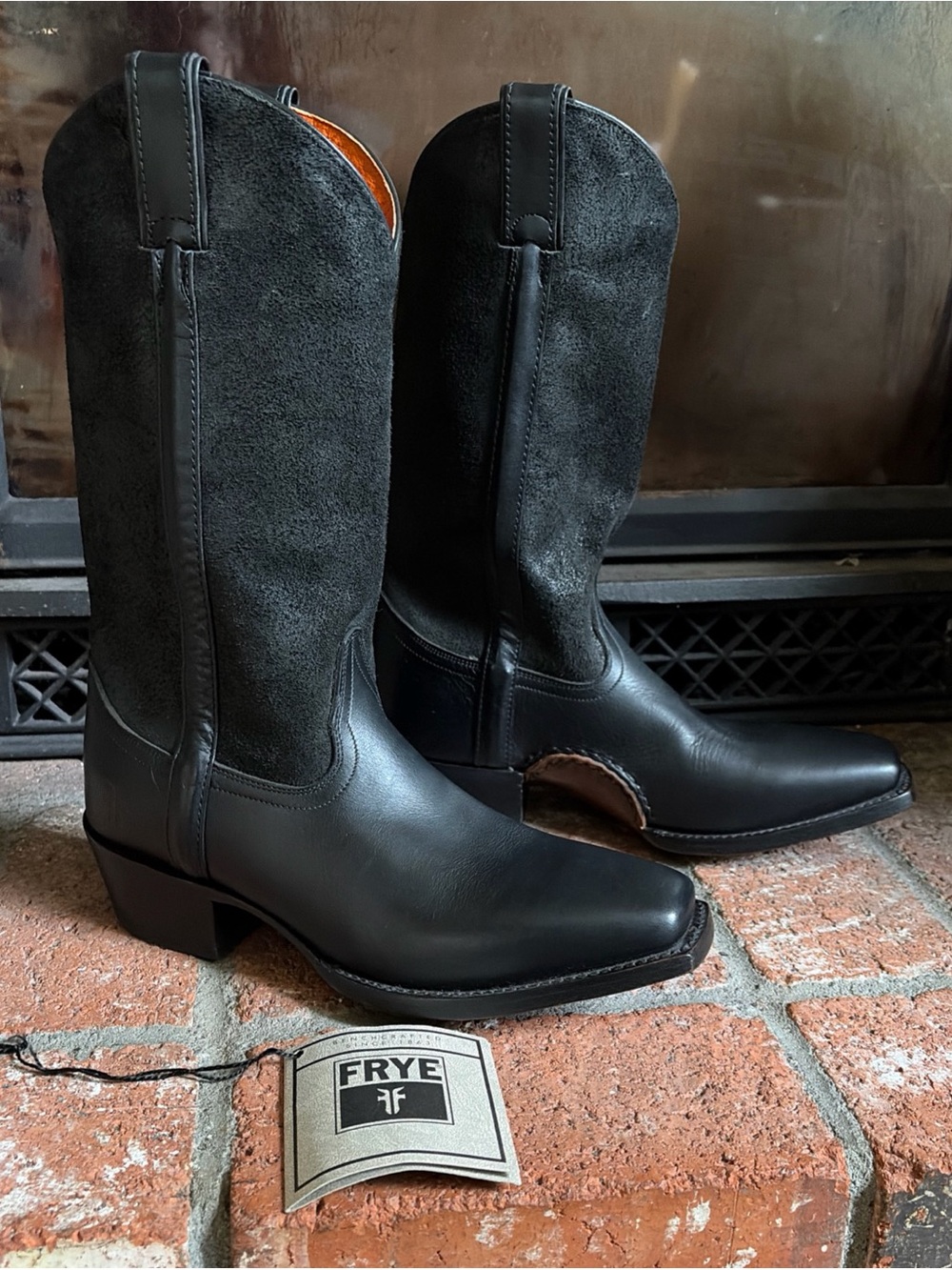 FRYE BILLY Pull On Western Cowboy Black Leather Boot WORN ONCE! SZ 7.5 D WOW!
